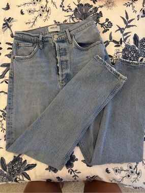 Agolde Light Blue High-Rise Button-Fly Jeans
